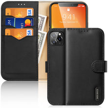 Заредете изображение във визуализатора на галерията – Dux Ducis Hivo Genuine Leather Bookcase type case for iPhone 11 Pro Max black - TopMag
