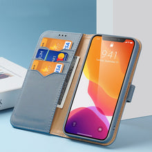 Заредете изображение във визуализатора на галерията – Dux Ducis Hivo Genuine Leather Bookcase type case for iPhone 11 Pro Max blue - TopMag

