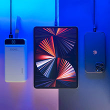 Заредете изображение във визуализатора на галерията – Dudao powerbank 30000 mAh 3x USB with LED lamp black (K8s + black) - TopMag
