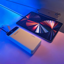 Заредете изображение във визуализатора на галерията – Dudao powerbank 30000 mAh 3x USB with LED lamp black (K8s + black) - TopMag
