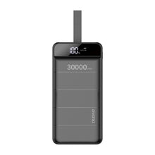 Заредете изображение във визуализатора на галерията – Dudao powerbank 30000 mAh 3x USB with LED lamp black (K8s + black) - TopMag
