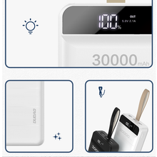 Заредете изображение във визуализатора на галерията – Dudao powerbank 30000 mAh 3x USB with LED lamp black (K8s + black) - TopMag
