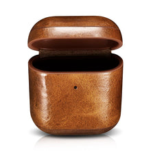 Заредете изображение във визуализатора на галерията – iCarer Leather Oil Wax Genuine Leather Case for AirPods 2 / AirPods 1 light brown (WMAP011-BN)
