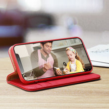 Заредете изображение във визуализатора на галерията – Dux Ducis Hivo Genuine Leather Bookcase type case for iPhone 13 mini red
