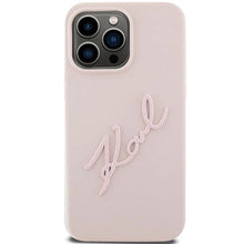 Заредете изображение във визуализатора на галерията – Karl Lagerfeld Silicone Karl Script case for iPhone 15 Pro Max - pink
