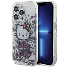 Заредете изображение във визуализатора на галерията – Original Case HELLO KITTY hardcase IML Kitty On Bricks Graffiti HKHCP15XHDGPHT for Iphone 15 Pro Max white
