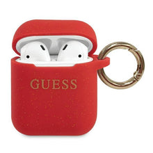 Заредете изображение във визуализатора на галерията – Guess GUACCSILGLRE AirPods cover czerwony/red Silicone Glitter - TopMag
