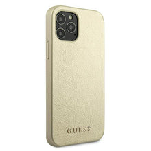 Заредете изображение във визуализатора на галерията – Guess GUHCP12MIGLGO iPhone 12/12 Pro 6,1" złoty/gold hardcase Iridescent - TopMag

