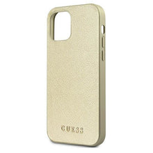 Заредете изображение във визуализатора на галерията – Guess GUHCP12MIGLGO iPhone 12/12 Pro 6,1" złoty/gold hardcase Iridescent - TopMag
