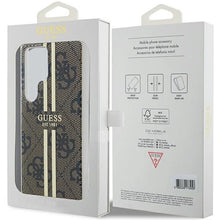 Заредете изображение във визуализатора на галерията – Guess IML 4G Gold Stripe case for Samsung Galaxy S24 Ultra - brown
