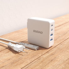 Заредете изображение във визуализатора на галерията – GaN 100W 2 x USB-C / 2 x USB fast charger Dudao A100EU - white
