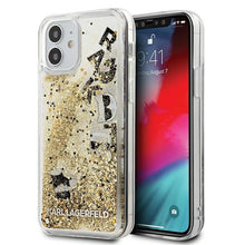 Заредете изображение във визуализатора на галерията – Karl Lagerfeld KLHCP12SROGO iPhone 12 mini 5,4" złoty/gold hardcase Glitter Charms - TopMag
