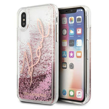 Заредете изображение във визуализатора на галерията – Karl Lagerfeld KLHCPXTRKSRG iPhone X/Xs różowo-złoty/rose gold Glitter Signature - TopMag
