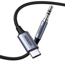 Заредете изображение във визуализатора на галерията – Ugreen AUX stereo audio cable 3.5 mm mini jack - USB Type C for tablet phone 1m black (CM450 20192) - TopMag
