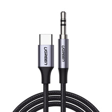 Заредете изображение във визуализатора на галерията – Ugreen AUX stereo audio cable 3.5 mm mini jack - USB Type C for tablet phone 1m black (CM450 20192) - TopMag
