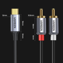 Заредете изображение във визуализатора на галерията – Ugreen audio cable USB Type C (male) - 2RCA (male) 1.5m gray (20193 CM451) - TopMag
