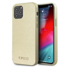 Заредете изображение във визуализатора на галерията – Guess GUHCP12LIGLGO iPhone 12 Pro Max 6,7" złoty/gold hardcase Iridescent - TopMag
