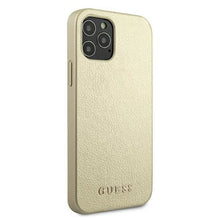 Заредете изображение във визуализатора на галерията – Guess GUHCP12LIGLGO iPhone 12 Pro Max 6,7" złoty/gold hardcase Iridescent - TopMag
