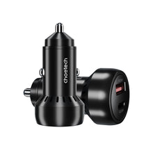 Заредете изображение във визуализатора на галерията – Choetech TC0014 USB-C USB-A PD 60W car charger with LED backlight - black
