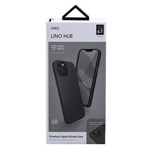 Заредете изображение във визуализатора на галерията – UNIQ etui Lino Hue iPhone 12 Pro Max 6,7" czarny/ink black Antimicrobial - TopMag
