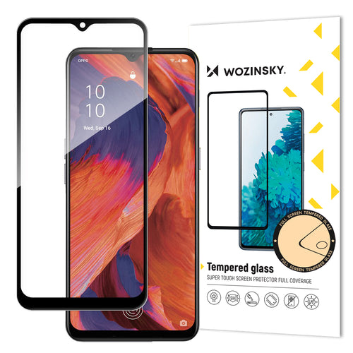 Wozinsky Tempered Glass Full Glue Super Tough Screen Protector Full Coveraged with Frame Case Friendly for Oppo A73 black - TopMag