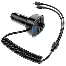 Заредете изображение във визуализатора на галерията – Borofone Transmitter FM BC45 Prestige MP3, Bluetooth, - 2xUSB - QC 3.0 18W with Type C and Lightning cables black
