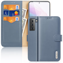 Заредете изображение във визуализатора на галерията – Dux Ducis Hivo Genuine Leather Bookcase type case for Samsung Galaxy S21+ 5G (S21 Plus 5G) blue - TopMag
