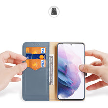 Заредете изображение във визуализатора на галерията – Dux Ducis Hivo Genuine Leather Bookcase type case for Samsung Galaxy S21+ 5G (S21 Plus 5G) blue - TopMag
