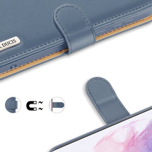Заредете изображение във визуализатора на галерията – Dux Ducis Hivo Genuine Leather Bookcase type case for Samsung Galaxy S21+ 5G (S21 Plus 5G) blue - TopMag
