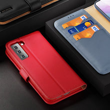 Заредете изображение във визуализатора на галерията – Dux Ducis Hivo Genuine Leather Bookcase type case for Samsung Galaxy S21+ 5G (S21 Plus 5G) blue - TopMag
