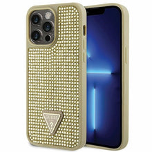 Заредете изображение във визуализатора на галерията – Original Case GUESS Rhinestone Triangle hardcase GUHCP14XHDGTPD for Iphone 14 Pro Max gold
