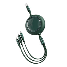 Заредете изображение във визуализатора на галерията – Baseus Bright Mirror flat retractable 3in1 data charging cable USB - USB Type C / Lightning / micro USB 3,5 A 1,2 m green (CAMLT-MJ06) - TopMag
