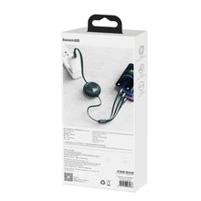 Заредете изображение във визуализатора на галерията – Baseus Bright Mirror flat retractable 3in1 data charging cable USB - USB Type C / Lightning / micro USB 3,5 A 1,2 m green (CAMLT-MJ06) - TopMag
