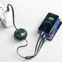 Заредете изображение във визуализатора на галерията – Baseus Bright Mirror flat retractable 3in1 data charging cable USB - USB Type C / Lightning / micro USB 3,5 A 1,2 m green (CAMLT-MJ06) - TopMag
