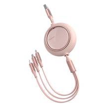 Заредете изображение във визуализатора на галерията – Baseus Bright Mirror flat retractable 3in1 data charging cable USB - USB Type C / Lightning / micro USB 3,5 A 1,2 m pink (CAMLT-MJ04) - TopMag
