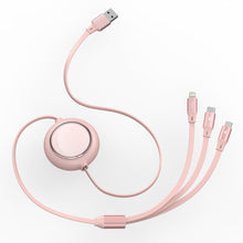 Заредете изображение във визуализатора на галерията – Baseus Bright Mirror flat retractable 3in1 data charging cable USB - USB Type C / Lightning / micro USB 3,5 A 1,2 m pink (CAMLT-MJ04) - TopMag
