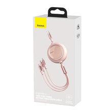 Заредете изображение във визуализатора на галерията – Baseus Bright Mirror flat retractable 3in1 data charging cable USB - USB Type C / Lightning / micro USB 3,5 A 1,2 m pink (CAMLT-MJ04) - TopMag
