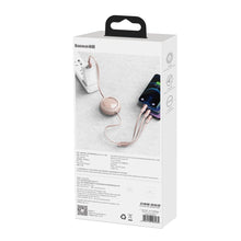 Заредете изображение във визуализатора на галерията – Baseus Bright Mirror flat retractable 3in1 data charging cable USB - USB Type C / Lightning / micro USB 3,5 A 1,2 m pink (CAMLT-MJ04) - TopMag
