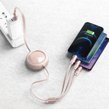 Заредете изображение във визуализатора на галерията – Baseus Bright Mirror flat retractable 3in1 data charging cable USB - USB Type C / Lightning / micro USB 3,5 A 1,2 m pink (CAMLT-MJ04) - TopMag
