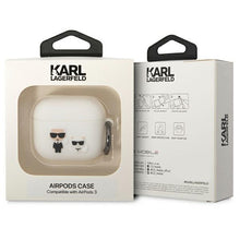Заредете изображение във визуализатора на галерията – Karl Lagerfeld KLACA3SILKCW AirPods 3 cover white/white Silicone Karl &amp; Choupette
