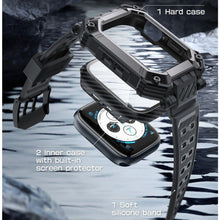 Заредете изображение във визуализатора на галерията – Supcase UNICORN BEETLE PRO &amp; TEMPERED GLASS Apple Watch 4 / 5 / 6 / 7 / 8 / SE (44 / 45MM) BLACK
