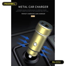 Заредете изображение във визуализатора на галерията – PAVAREAL car charger USB A + Type C PD 30W PA-CC53 gold
