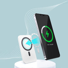 Заредете изображение във визуализатора на галерията – WK Design Magnetic Wireless Power Bank 5000 mAh (MagSafe Compatible) Black (WP-215 black) - TopMag
