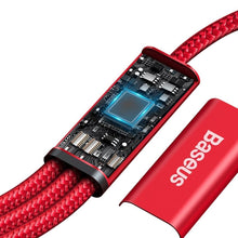 Заредете изображение във визуализатора на галерията – Baseus Rapid 3in1 USB Typ C - USB Typ C / Lightning / micro USB cable 20 W 1,5 m red (CAMLT-SC09) - TopMag
