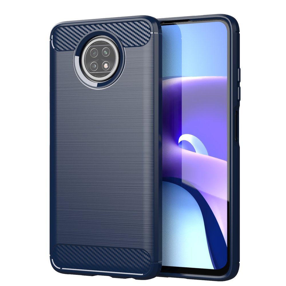 Carbon Case Flexible Cover TPU Case for Xiaomi Redmi Note 9T 5G blue - TopMag