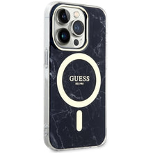 Заредете изображение във визуализатора на галерията – Original Case GUESS hardcase Marble MagSafe GUHMP14LPCUMAK for Iphone 14 Pro black
