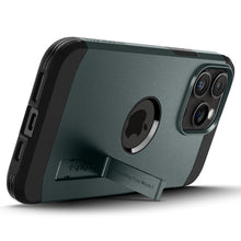 Заредете изображение във визуализатора на галерията – Spigen Tough Armor MagSafe case with stand for iPhone 15 Pro - green
