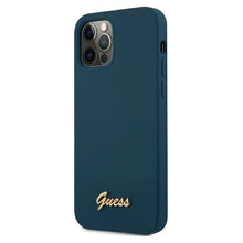 Заредете изображение във визуализатора на галерията – Guess GUHCP12LLSLMGBL iPhone 12 Pro Max 6,7" niebieski/blue hardcase Metal Logo Script - TopMag
