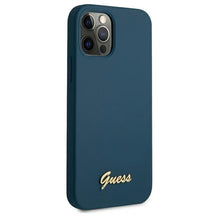 Заредете изображение във визуализатора на галерията – Guess GUHCP12LLSLMGBL iPhone 12 Pro Max 6,7" niebieski/blue hardcase Metal Logo Script - TopMag
