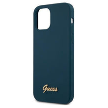 Заредете изображение във визуализатора на галерията – Guess GUHCP12LLSLMGBL iPhone 12 Pro Max 6,7" niebieski/blue hardcase Metal Logo Script - TopMag
